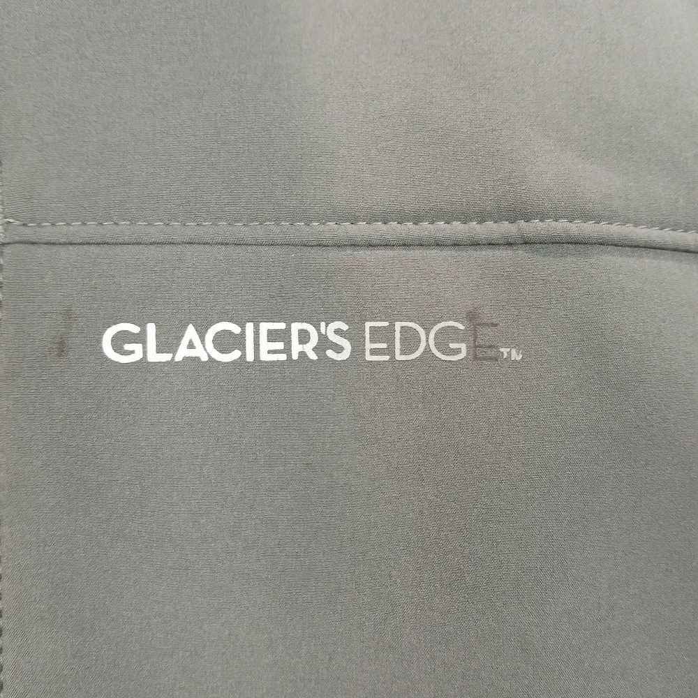 Glacier's‎ Edge Softshell Vest Mens XL Gray Fleece Lined Stretch Logo Full Zip